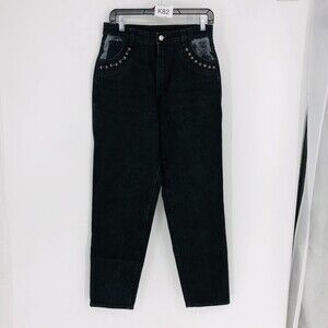 VTG Wrangler Women's Black 100% Cotton Regular Fit Straight Leg Jeans 11/12x32